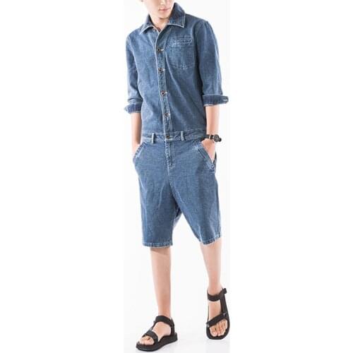 Verano Moda Para Hombre Vaqueros pantalones cortos de algodón babero solapa carta Denim Pantalones de ocio marrón azul de carga