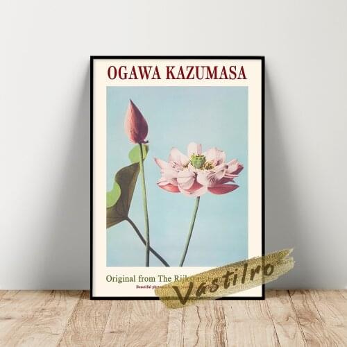 Ogawa Kazumasa Exhibition Poster, Beautiful Lotus Wall Stickers, Flower Leaf Art Prints, Kazumasa Vintage Photography Picture