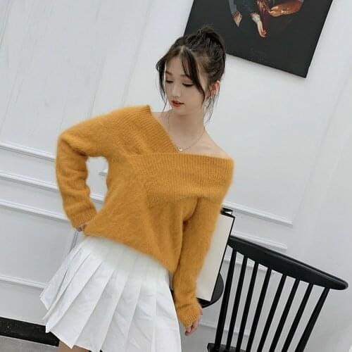 2020 Sexy V neck Multi Colors Women 100% Natural Cashmere Pullovers Pure True Wool Knitted Sweater for New Spring Autumn tbsr778