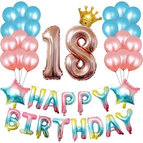 16-inch Gradual Discoloration Birthday Balloon 40-year-old Black Number Happy Birthday Party Decoration Balloon Set