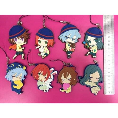 8pcs/set Broccoli big size Japanese anime rubber mobile phone charms keychain strap G660