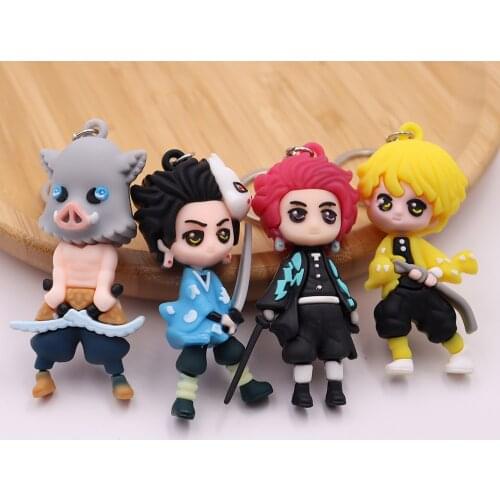 Anime Demon Blade Keychain Anime Kimetsu No Yaiba Figure Tanjirou Nezuko Action Figure Demon Slayer Figurine Toy Key Chain