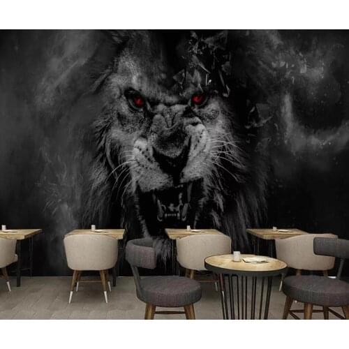 Customized large-scale 3D mural modern simple bar lion cargo background wall painting wallpaper