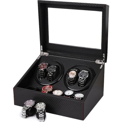 Automatic Watch Winders Box Rotator Watch Winding Luxury Carbon Fiber Acrylic Watch Cabinet Organizer Stand Display Storage Box