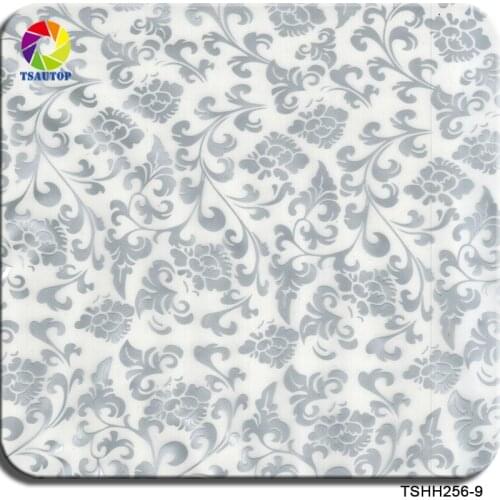 Free shipping 0.5m*2m/10m size silver flower TSHH256-9 hydrographic water transfer printing pva film
