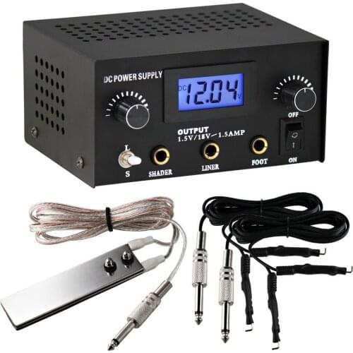 Tattoo Dual Digital Tattoo Power Supply with Foot Pedal and 2 Clip Cords Black Color for tattoo machine power supply accessori
