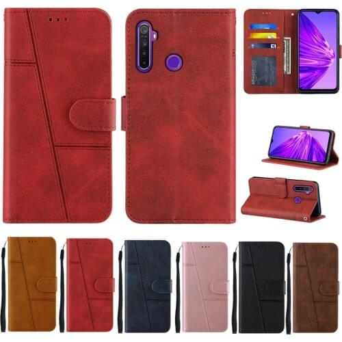 Realme 6i 5 Phone Case for OPPO A52 A72 A92 A93 A74 5G A7 A5S A12 Luxury Flip Protect Coque Retro Wallet Leather Splicing Cover