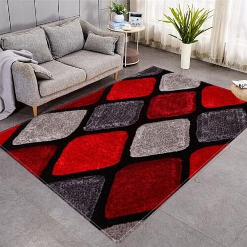 Black And White Bedroom Rug Soft Flannel 3D Geometric Grid Print Carpets For Living Room Rugs Mat Bedroom Decor Modern Area Home