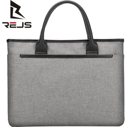 REJS LANGT Business Men Handbag 15.6 Inch Laptop Bag Office Work Information Briefcase Simple Design Clutch Bags Macbook Handbag
