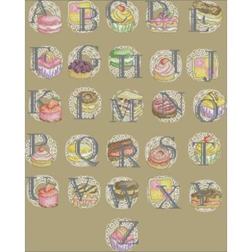 Dessert alphabet full map patterns Counted Cross Stitch 11CT 14CT DIY Chinese Cross Stitch Kits Embroidery Needlework Sets