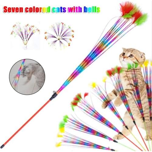 Feather Teaser Cats Toy Cats Wand Toys with Bell Catcher Teaser Funny Exercise for Kitten LBShipping