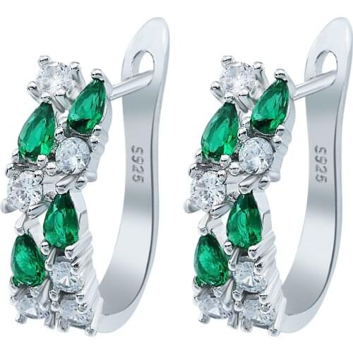 Exquisite Drop-shaped Green CZ Zircon Stud Earrings for Women Wedding Earrings Fashion Jewelry