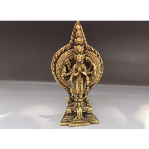 Chinese old bronze ware Buddha statue of thousand hand Guanyin