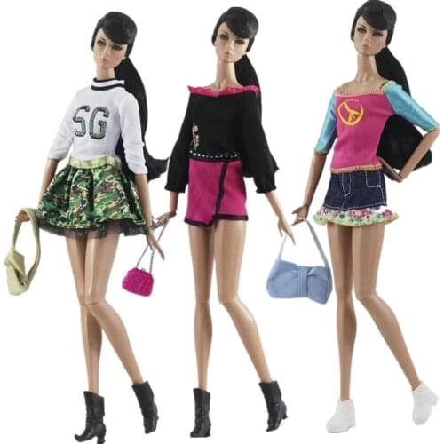 Cosplay 11.5" Long Sleeve Doll Dress for Barbie Clothes Outfit Set Handbag Shoes 1/6 BJD Doll Playhouse Accessories Kid Toy Gift