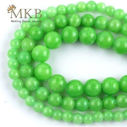 Wholesale Natural Green Jades Stone Space Loose Round Beads For Jewelry Making 4-12mm Beads DIY Bracelet Necklace Jewellery 15"