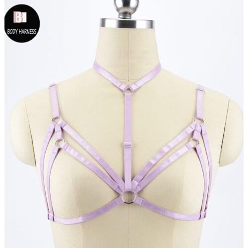Mauve Young Girl Style Gothic Top Harness wedding Cage Bra Cosplay Harajuku Sexy Lingerie Bondage Body Harness Bra Fetish Wear