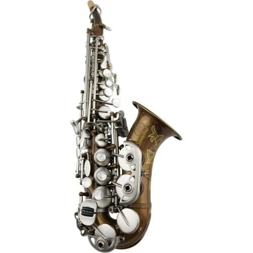 Antique Nickel body Satin Nickel Plated Key Curved Soprano Saxophone