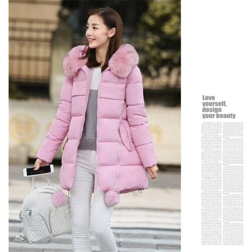 New style Korean winter coat with big fur collar padded coat for women mid-length thickening fashion ladies padded coat