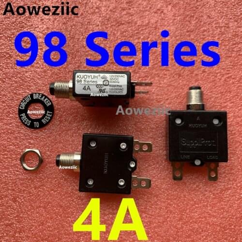2Pcs KUOYUH 98 Series 4A Thermal overcurrent overload protector Manual reset Switch fuse Leakage switch Circuit breaker 125/250V