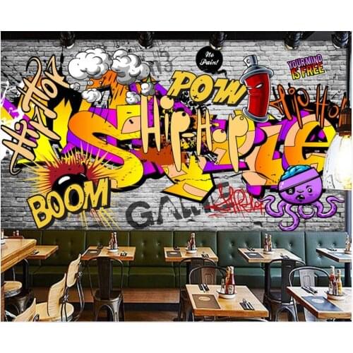 Custom mural photo wallpaper 3d European and American trend street graffiti KTV bar brick wall Wallpapers for walls in rolls