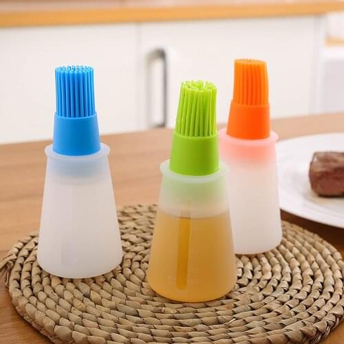 Poratble Silicone BBQ Brush Baking Oil Cake Pastry Cream Cooking Brush with Cover Liquid Oil Pastry Kitchen Bake BBQ Brush