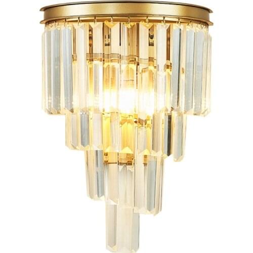 Post-modern lamp luxury crystal living room TV background wall lamp American simple aisle bedroom wedding room lamp WF1015