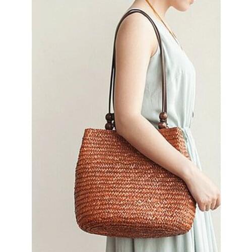Casual Straw Shoulder Bags For Women Wicker Woven Handbags Handmade Summer Beach Rattan Bag Female Travel Large Capacity Totes