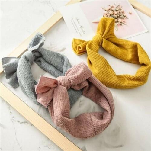 Toddler Girls Kids Baby Bow Hairband Headband Stretch Turban Knot Head Wrap Solid Lovely Headwear