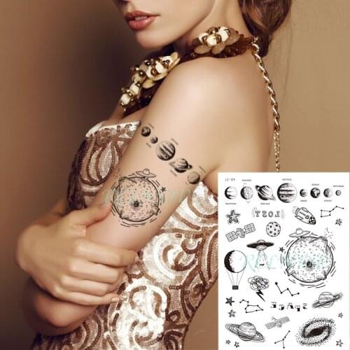 Waterproof Temporary Tattoo Stickers Universe space elements combination Fake Tatto Flash Tatoo hand foot arm for kids women men