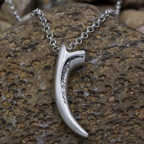 Youe shone Velociraptor Pewter Viking Dinosaur Claw Pendant Necklace For Men Jewelry