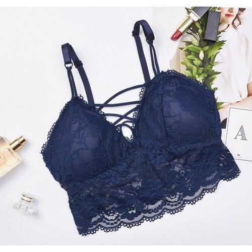 OIONINOS Womens Bra Lace Floral Underwear Padded Bralette Front Cross None Closure Intimates Sexy Lady Bra