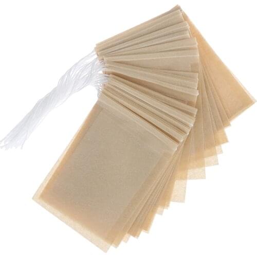 100PCS 7cm*5cm Heat Seal Teabags Tea Bag Filter Paper Bags Tea Strainer Infuser Wood Drawstring Tea Bag for Herb Loose Tea