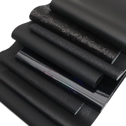 20*33cm Black Series Set Glitter Faux Synthetic Leather Fabric For Bows Leather Sheets Crafts DIY cuero кожа,1Yc14863