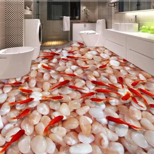 Beibehang Definition of cobblestone goldfish toilet bathroom bedroom 3d flooring tiles 3D waterproof self-adhesive wallpaper