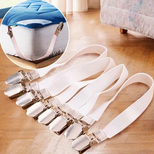 4pcs/Set Bed Sheet Fasteners Clip Chrome Metal Grippers Mattress Strong Elastic Band Bed Sheet Holder