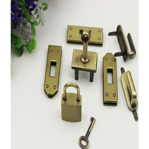 5Sets(7pcs/set) Metal Bag Hardware Accessories Womens Handbag Turn Twist Clasp Lock Buckle DIY Shoes Part Leathercraft