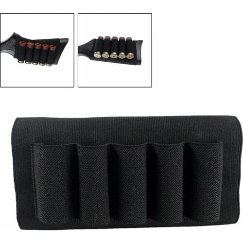 5 Round 12 / 20 Gauge Ammo Pouch Holster Outdoors Hunting Shotgun Buttstock Shell Holder Cartridge Bandolier Hunting Accessory
