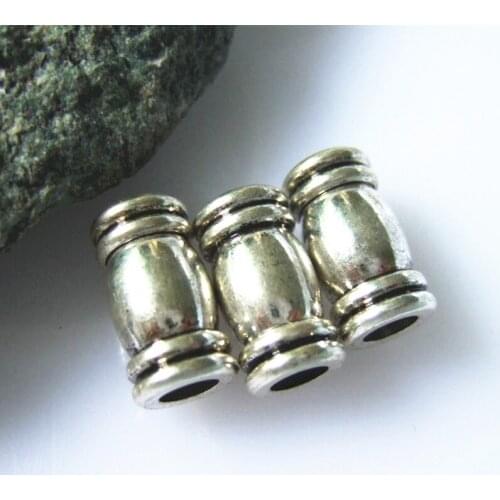 5 Sets Antique Silver Color 5mm Barrel Copper Magnetic Clasp For Round Leather Bracelet Necklace Findings