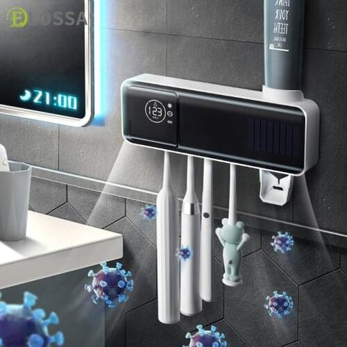ELOSSA UV Toothbrush Holder Wall Toothbrush Solar Energy Sterilizer Automatic Toothpaste Dispenser Squeezers Bathroom Accessorie