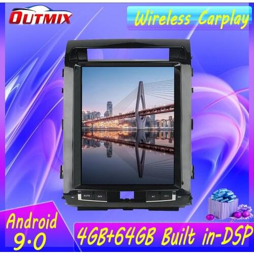 Tesla Style Android 9.0 Touch screen Car Multimedia Player For TOYOTA Cruiser LC200 2008-2015 Audio Radio stereo head unit IPS