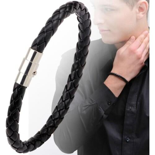 Bracelet Braided with Magnetic Buckle Faux Leather Versatile Men Hand Chain for Anniversary Men Hand Chain Bracelet Couple Brace