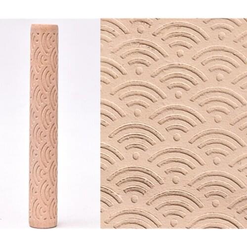 Polymer Clay Tool Wood Roller Rolling Pin Flower Relief Texture European Emboss Pattern Ceramic Pottery Modeling Sculpture Tools