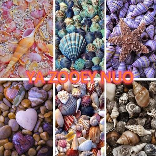 DIY Diamond Embroidery Shell Cross Stitch Kit Diamond Painting Starfish Beaded Full Square Drill Diamond Mosaic Landscape BY768