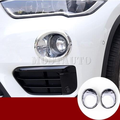 For BMW X1 F48 ABS Chrome Front Fog Light Lamp Trim Cover Trim 2016-2019 2pcs Silver/Black Car Accessories Interior Car Decor