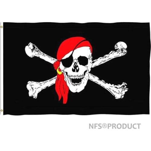90x150cm Pirate Flag Black Polyester Banner Red Scarf Skull Printed 3x5 ft Home Party Decorative Flags And Banners For Halloween