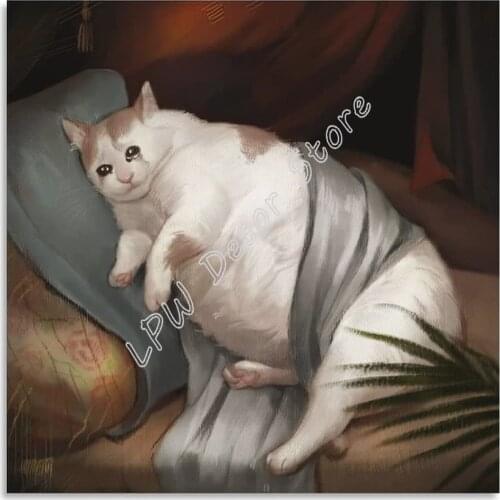 Wall art canva paintings decor for bedroom,Crying Fat Cute Cats Vintage Art canvas wall art decorative living room dorm poster