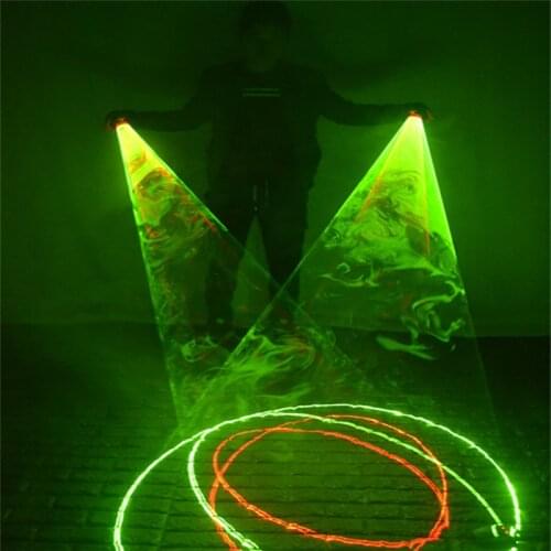 KS63 Party dance wears laser gloves dj green red laser beams swirl gloves disco show stage glowing costumes luminous perform bar