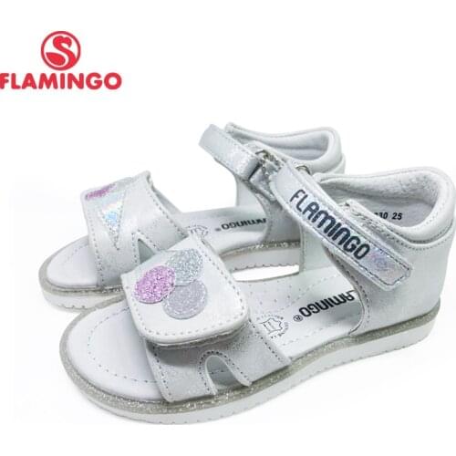 FLAMINGO Summer kids Sandals Hook& Loop Flat Arched Design Chlid Casual Princess Shoes Size 25-30 For Girls 201S-RF-1830/1831
