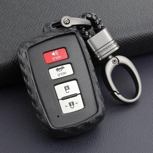 Hot selling Car Key Case for Camry Corolla RAV4 Highlander Matte Black Carbon Fiber Carbon Fibre Keychain Key Holder