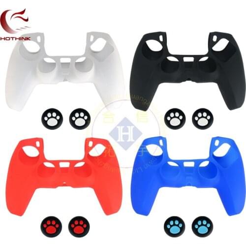 Soft Silicone Gel Rubber Case Cover For SONY PS5 Controller Skin Protection Case Cat paw cap for joystick For PS5 Slim Gamepad